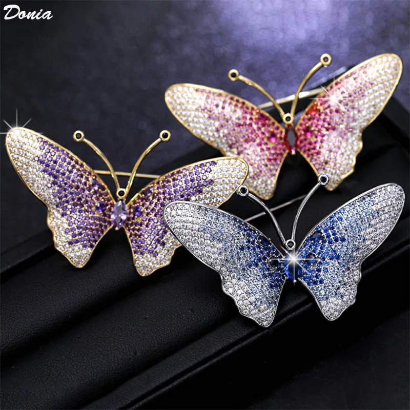 

Donia jewelry New butterfly brooch fashion luxury wedding dinner dress accessories color AAA zircon corsage pin