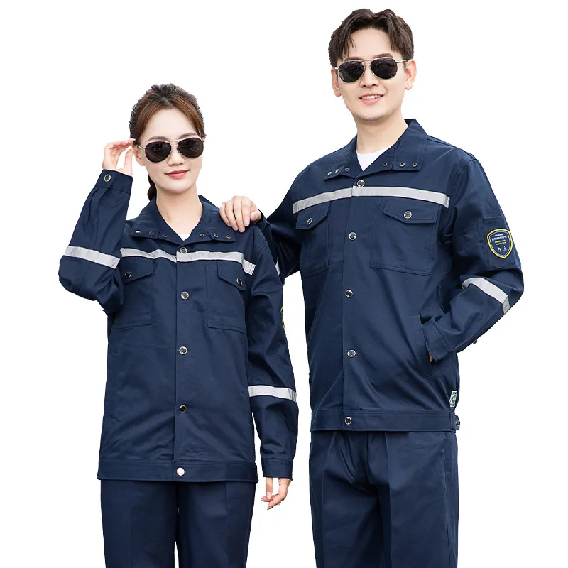 

100%Cotton Anti-static Flame Retardant Work Uniform MenWomen Welding Suit Work Clothing Reflective Safe Miner Mechanic Coveralls