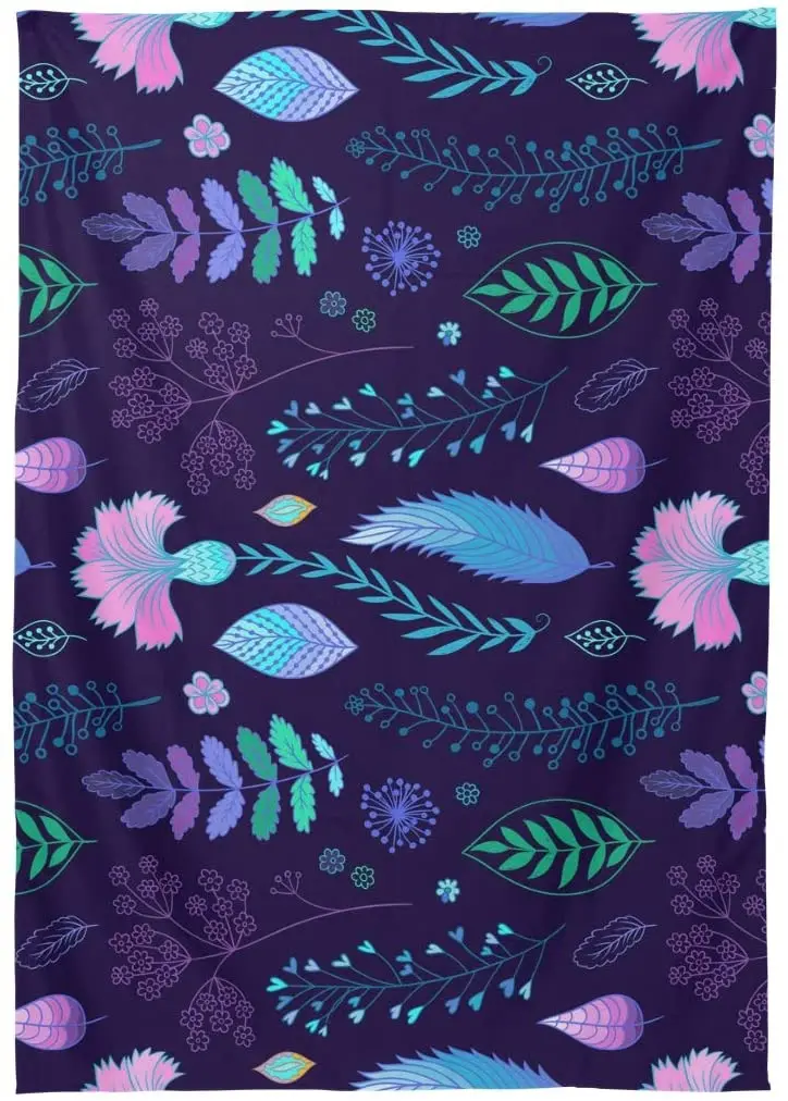 Синяя фиолетовая прямоугольная скатерть с цветочным узором для свадебной