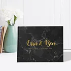 Индивидуальные имена, дата Свадебные мраморные Альбомы для гостей, чёрная Свадебная книга для гостей, современные журналы для гостевых книг