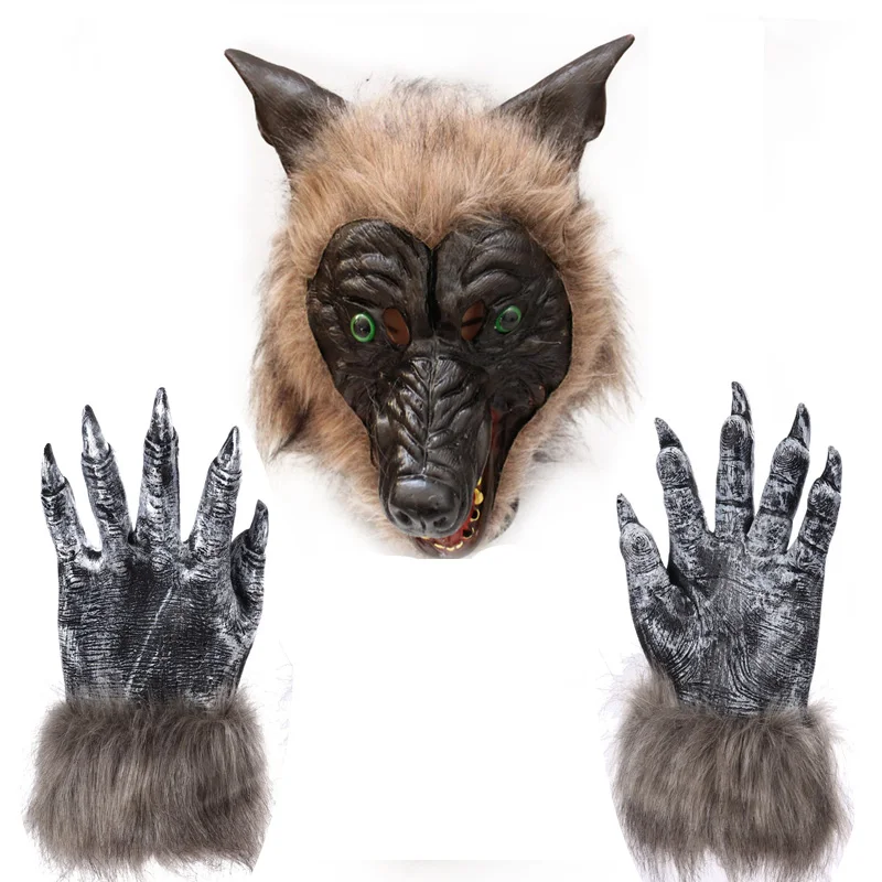 Новая латексная резиновая маска с волчьей головой перчатки унисекс новинка