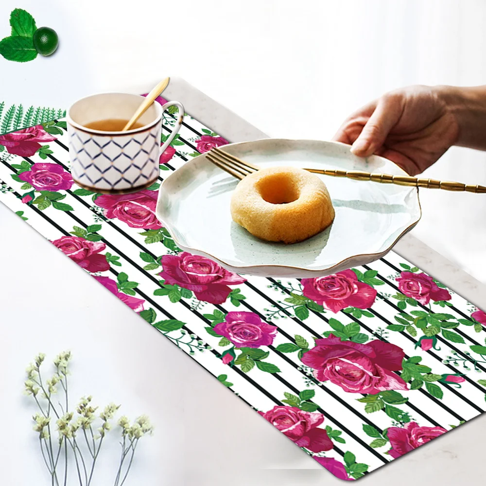 Kitchen Placemat Coaster 30x80cm Fresh Flower Table Mat Western Food Coffee Home Special | Дом и сад