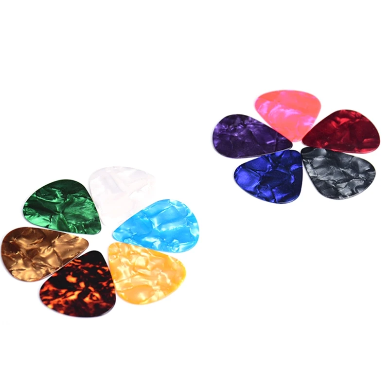 

100Pcs 0.71mm Random Celluloid Guitar Picks for Bass Electric Acoustic Guitars