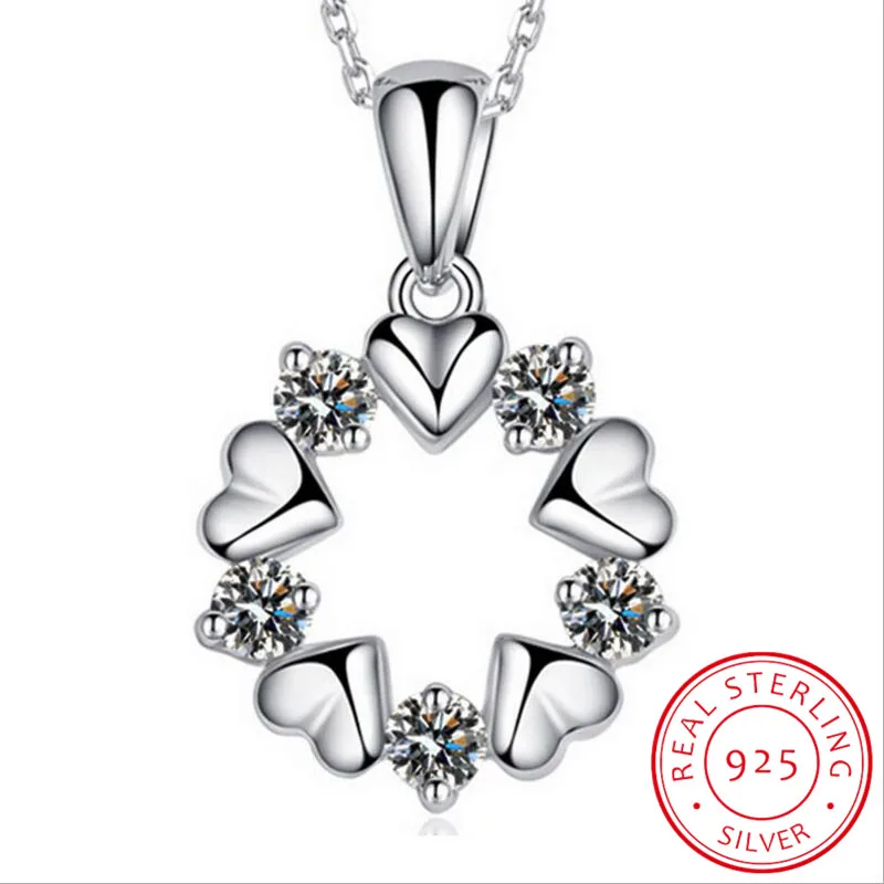

Роскошное изящное Сердце колье с подвеской в виде цветка с фианитом AAA для женщин, свадебные украшения, ожерелье из стерлингового серебра 925 ...