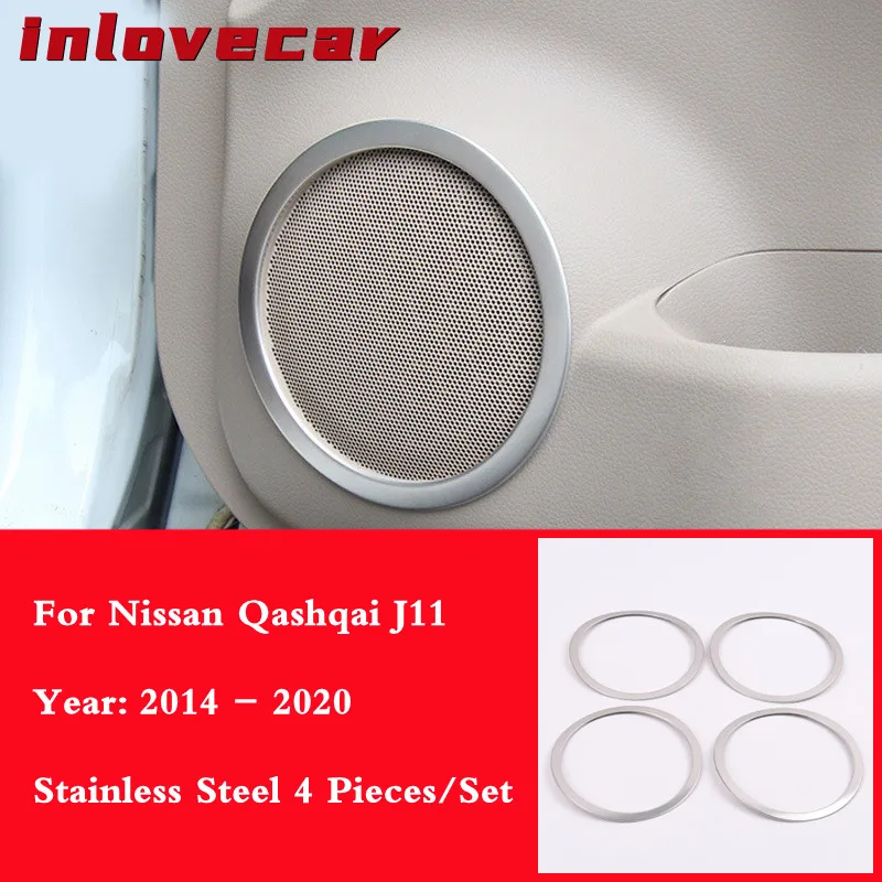 

For Nissan Qashqai J11 2014-2020 Speaker Cover Interior Trim Side Door Stereo Bezel Collar Ring Garnish Molding Stainless steel