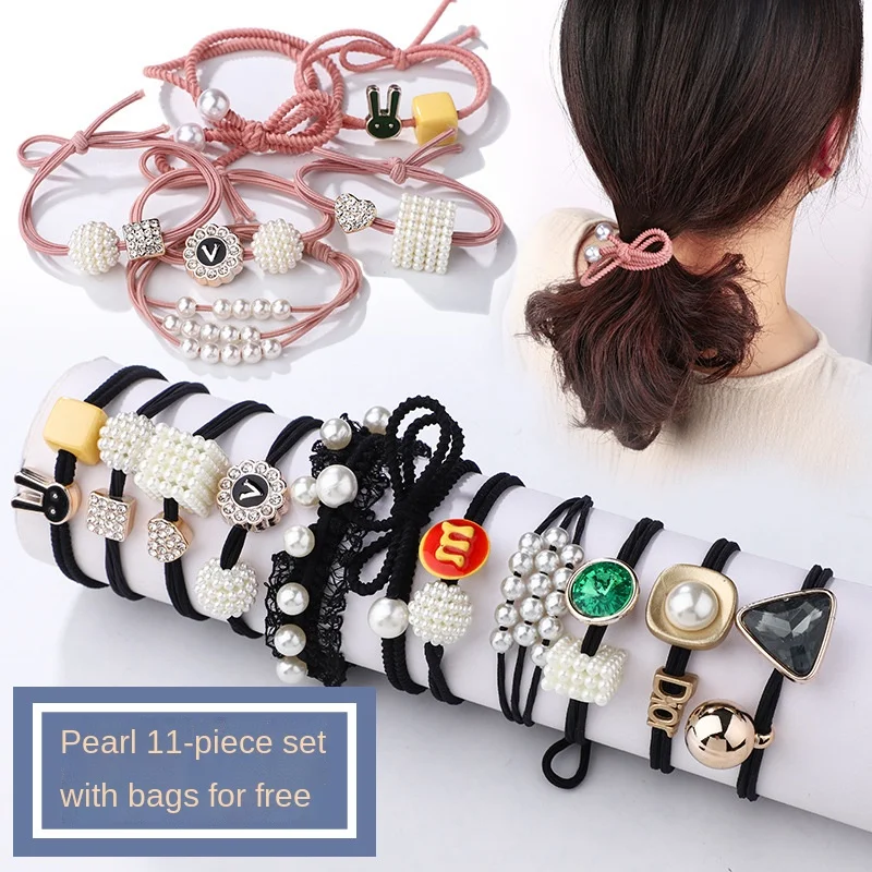 

Pearl Hair Rope Hair Tie Top Cuft Girl Rubber Band High Elastic Durable Hair Rope Simple Temperament Cute Hair Accessories