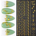 1 шт., золотые 3D наклейки для ногтей, позолоченные листья и цветы, узор для ногтей, Nair, наклейки для ногтей, слайдер, художественные украшения