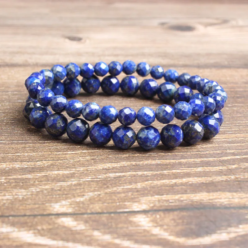 Модные натуральные ювелирные изделия 6/8 мм граненые каменные бусины браслет