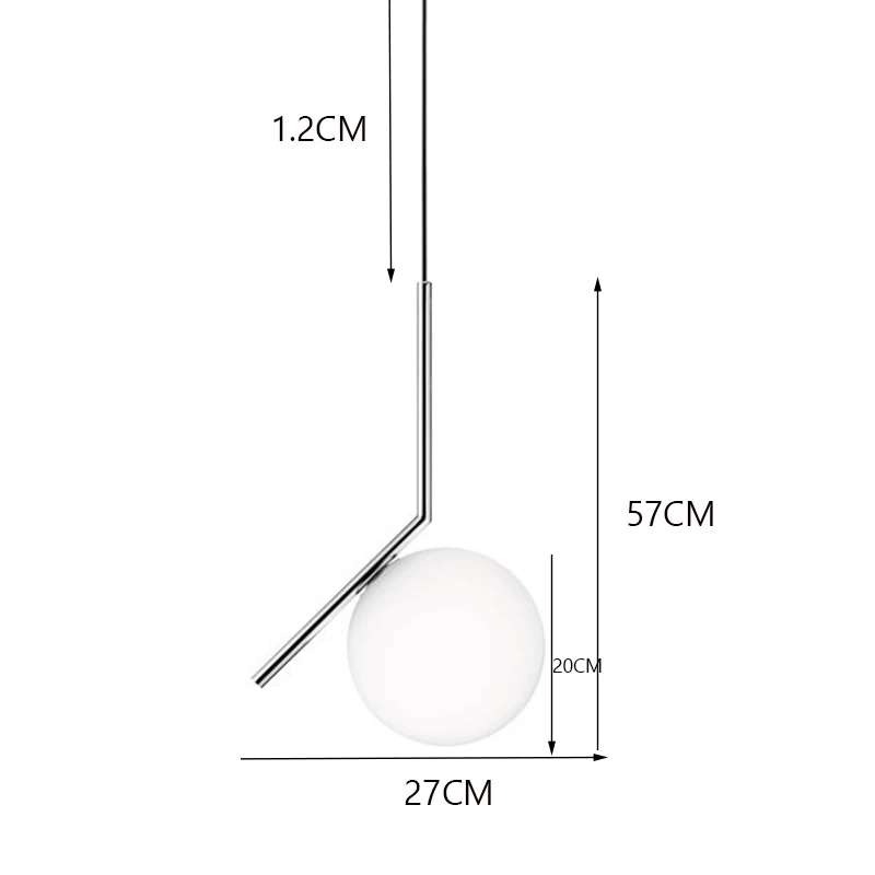 B Silver 57CM Скандинавские светодиодные подвесные светильники, освещение, промышленный подвесной светильник, люстра, подвесной шар, стеклянные подвесные лампы, Кухонные светильники - Цвет корпуса: B Silver 57CM