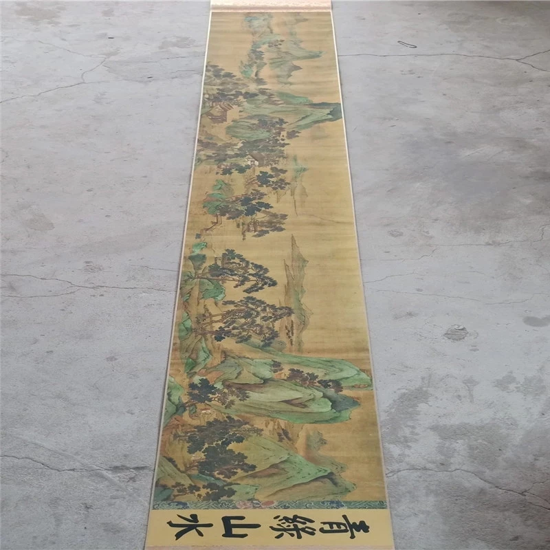 

China Old Picture Paper Liu Songnian's Mountains And Green Waters Long Scroll Painting