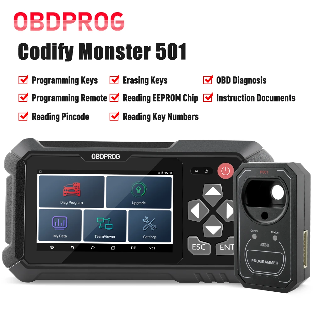 

OBDPROG 501 Auto Key Programmer OBD2 Scanner Tools Immo Remote Read Erase Key Car Diagnostic Programming Tools Free Shipping