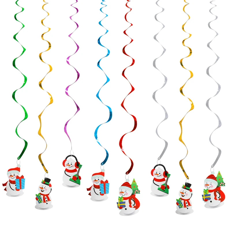 1set 8pcs style C 6-8pcs/set Christmas Decoration Snowflake Santa Claus Elk Ceiling Swirl Hanging Ornaments Garland for Home Xmas Party Supplies - Цвет: 1set 8pcs style C