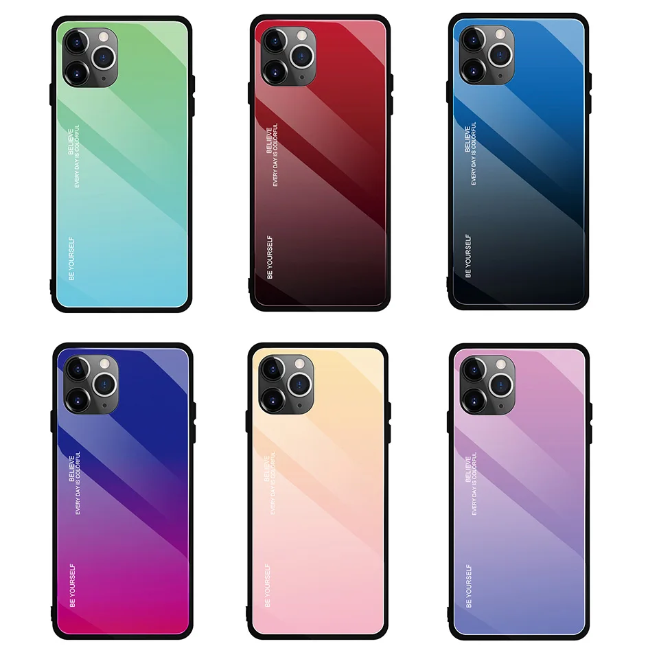 Чехол 9H из закаленного стекла для Apple iPhone11 iPhone 11 Pro Max Ультратонкий Роскошный чехол