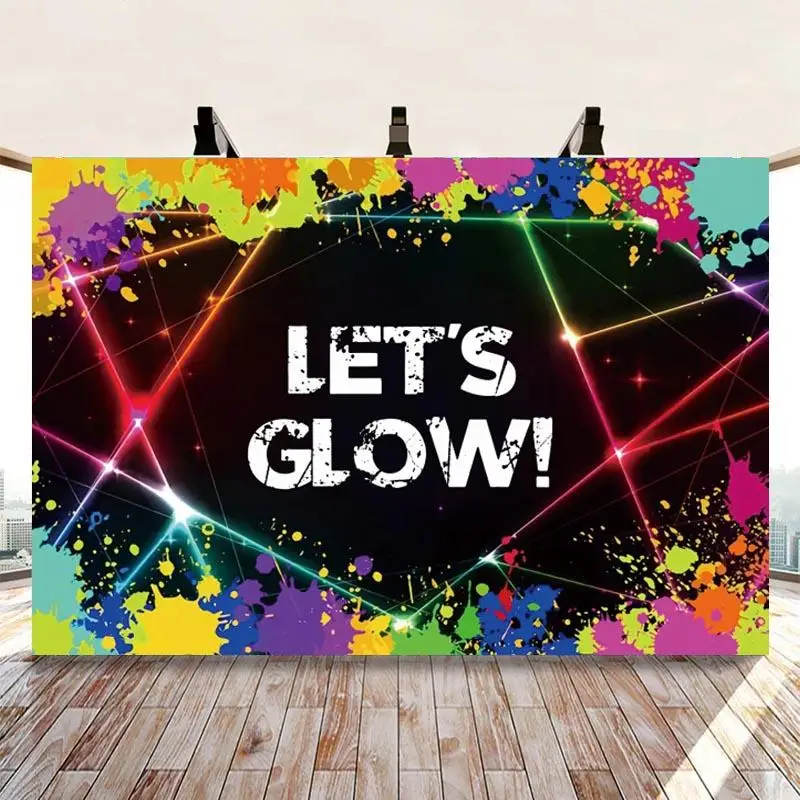 

Let's Glow Photography Backdrops Graffiti Neon Light Adult Birthday Party Background For Photo Studio