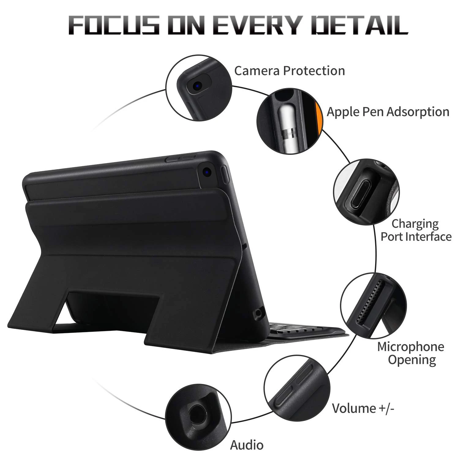 Bluetooth клавиатура для iPad Mini 5 / 2019 кожаный чехол клавиатуры флип-чехол защита |