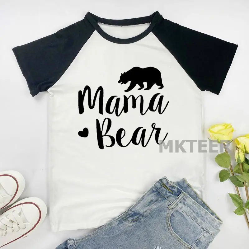 

Медведя и надписью «Mama», 2021 Новая летняя футболка с принтом для женщин Harajuku с коротким рукавом Футболка Femme Топы и футболки хипстер Корейска...