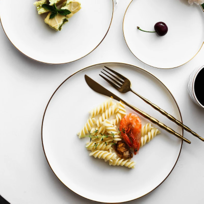 Керамические обеденные тарелки плоская тарелка из говядины посуда круглая