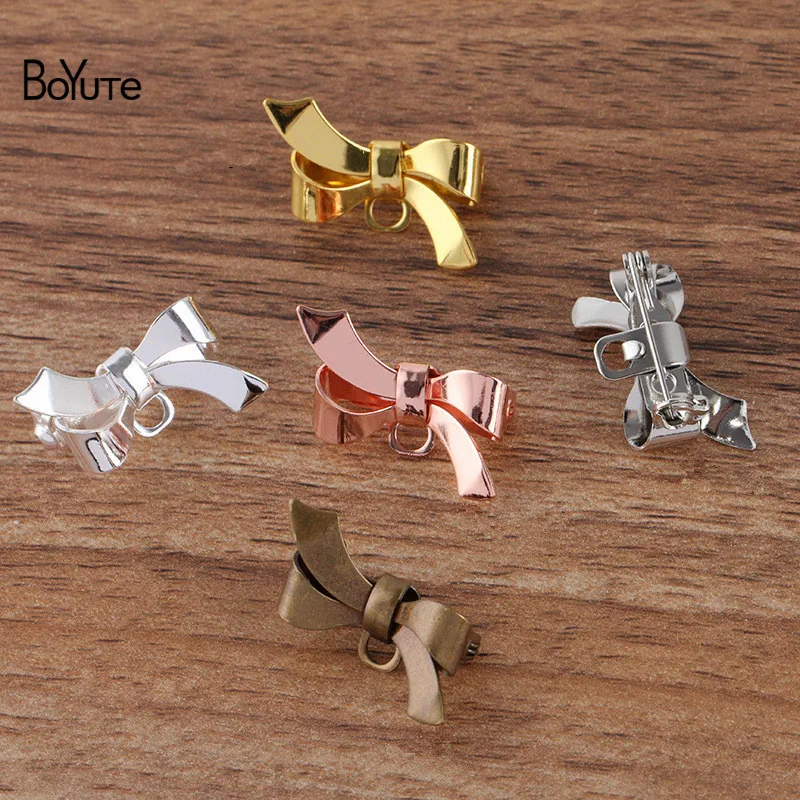 

BoYuTe (20 Pieces/Lot) 5 Colors 17*28MM Bowknot Brooch with One Loop Diy Brooch Pins Jewelry Accessories Wholesale