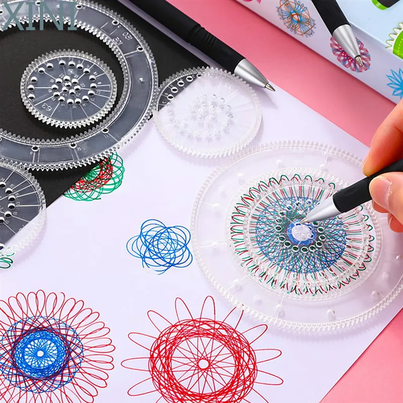 

XINI Magic Drawing Toys 22pcs Spirograph Set Kids Art Craft Create Toy Children's Art Painting Template Ruler Stationery Drawing