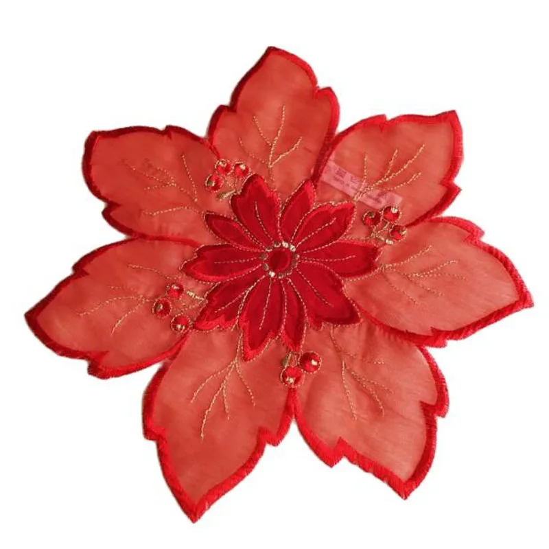 

Flower embroidery lace table place mat pad cloth cup coaster coffee tea placemat mug wedding christmas doily kitchen tableware