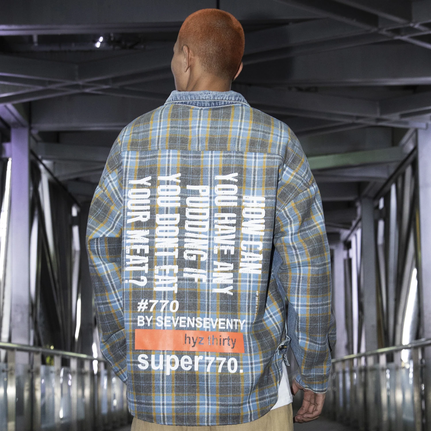 Мужская джинсовая куртка в стиле Харадзюку винтажная клетчатая составного кроя