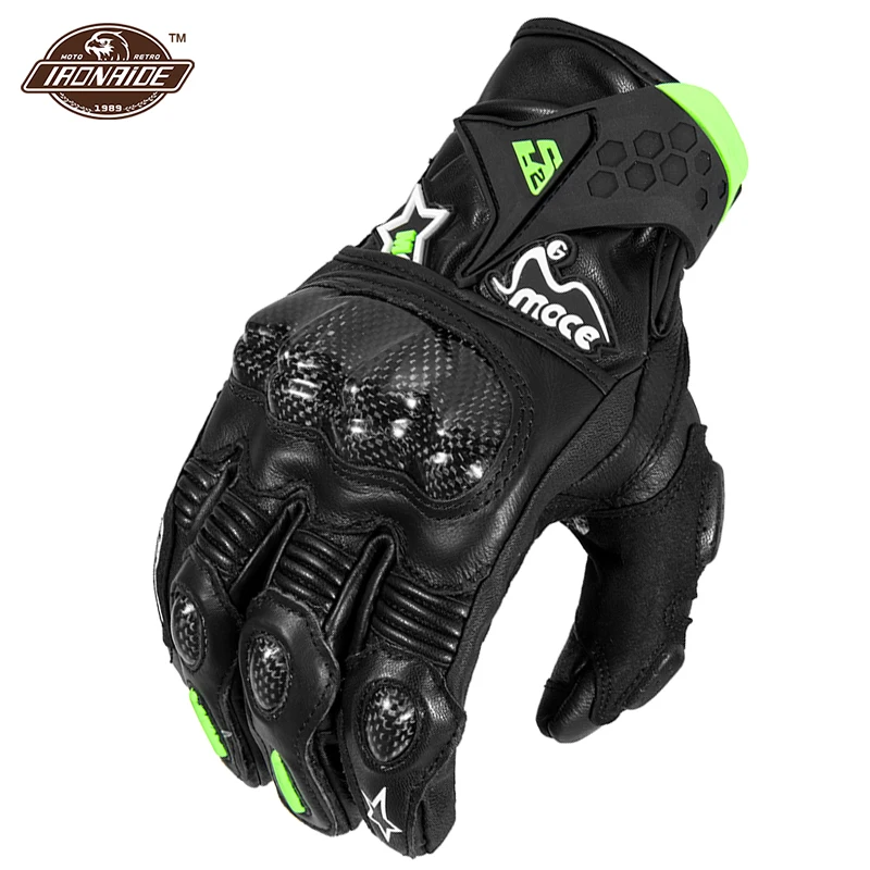 

Carbon Fiber Motorcycle Gloves Genuine Leather Guantes Moto Wearable Motobike Motocross Riding Gloves Men Touch Screen Guantes