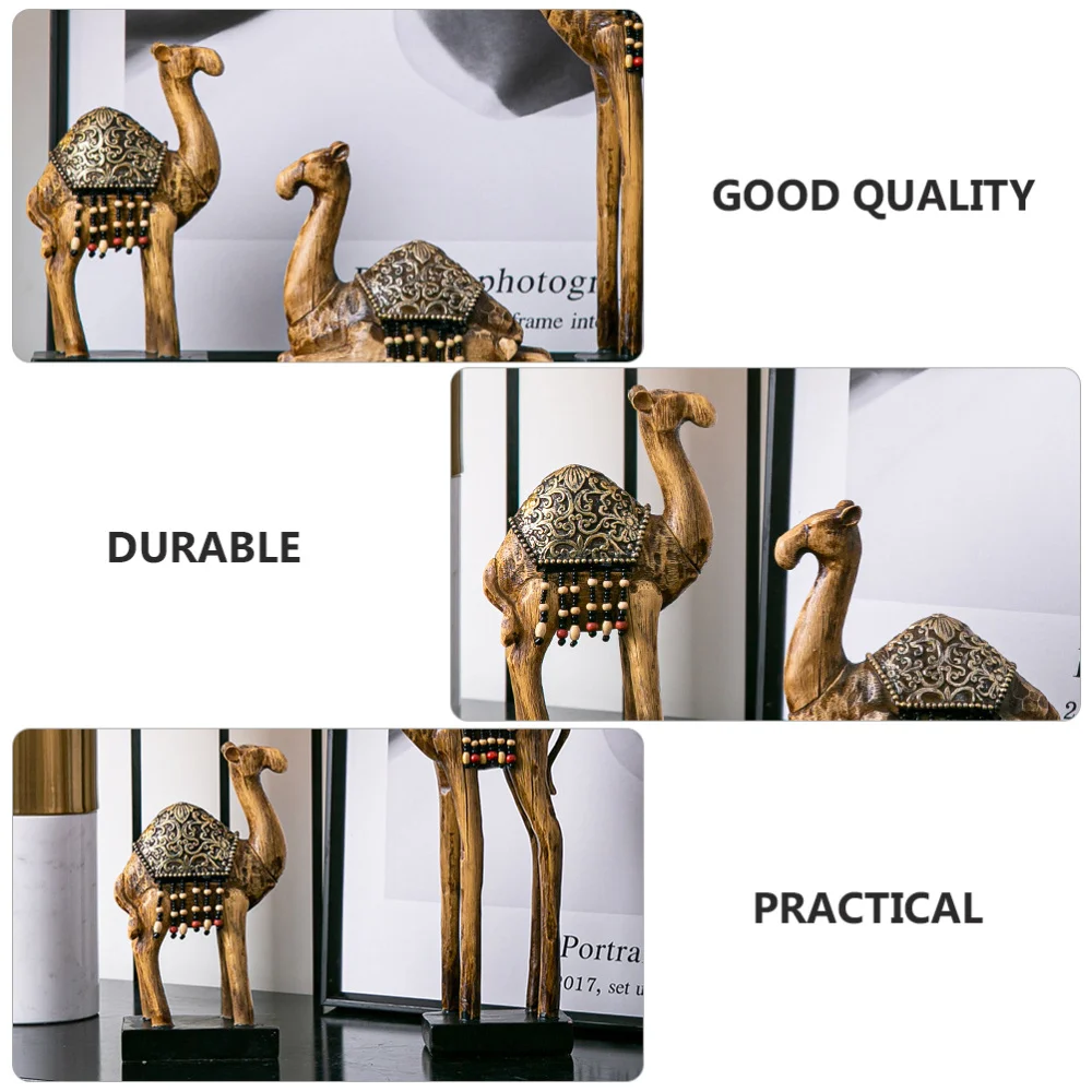 

1pc Delicate Camel Decorative Ornament Simulation Wooden Resin Ornament