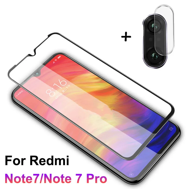 2 в 1 Экран протектор для Redmi Note 7 Камера Стекло закаленная Защитная пленка Xiaomi 7pro