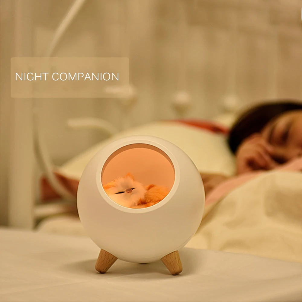 

Portable Cartoon Night Light USB Charging Cute Cat Ambient Light Touch Sensor Dimmable Children Desk Lamp Bedroom Decoration