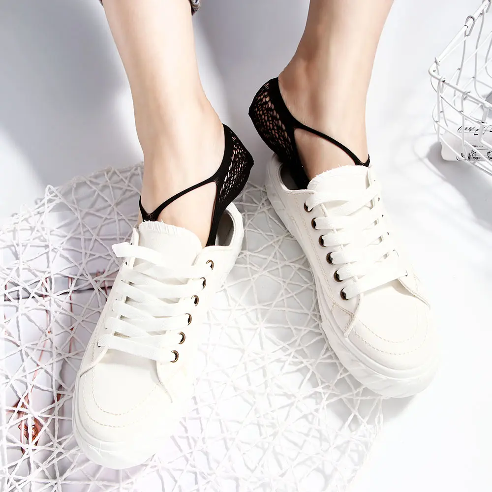 Женские черные сексуальные женские носки с перекрестными кружевами