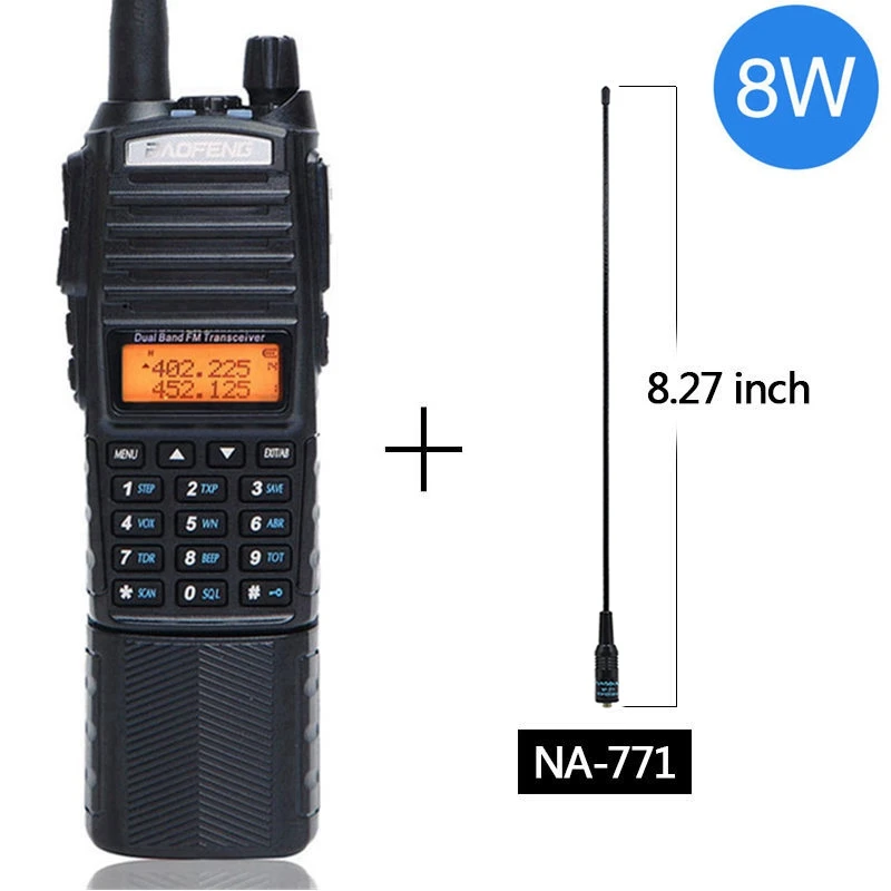 BaoFeng UV-82 Plus 10 км Высокая мощность 3800 мАч батарея Двухдиапазонная рация 10 км с разъемом постоянного тока портативное радио uv82 - Цвет: add 771 antenna