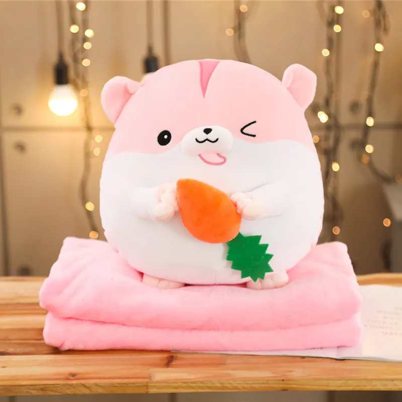 35 см Прекрасный мультфильм Хомяк Плюшевые игрушки с Одеяло 3 в 1 милые мягкие