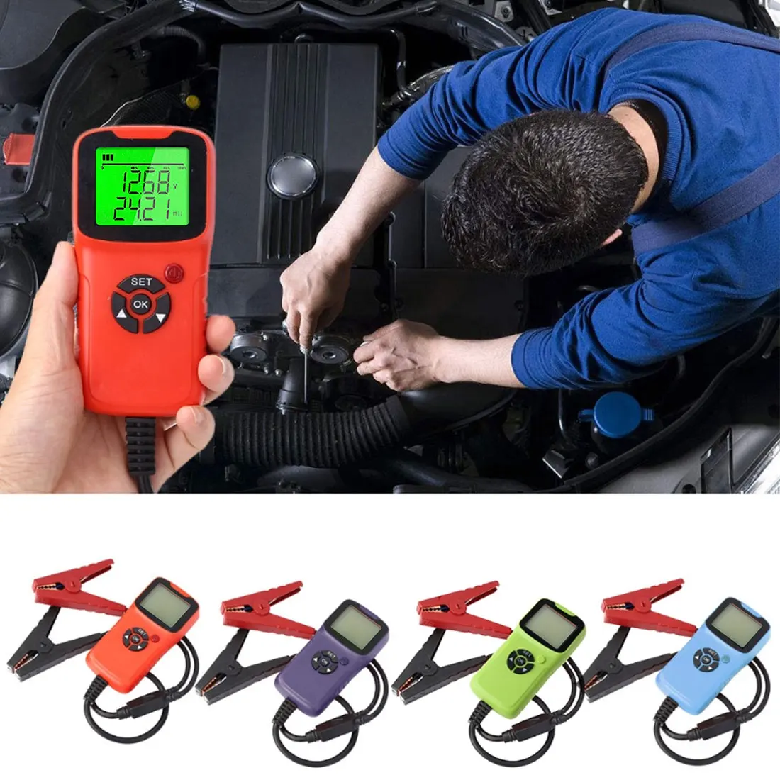 

12V Car Battery Tester Auto Battery Tester Charger Analyzer 12V 1700 CCA Spanning Battery Test Auto Diagnostic Tool