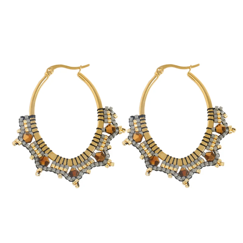 

Elegance Bohemia Handmade Colorful Circle Beads Drop Earrings for Women Luxury Round Statement Jewelry Gifts Wedding Jewelry