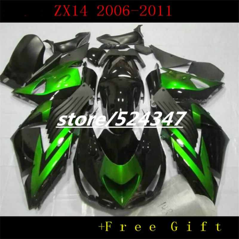 

New ABS Motorcycle fairing kit For Kawasaki ZX14R 2006-2011 Bodywork Injection mold black green