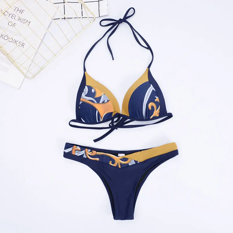 Женское пикантное бикини 2020 желтый купальник с цветочным принтом женский