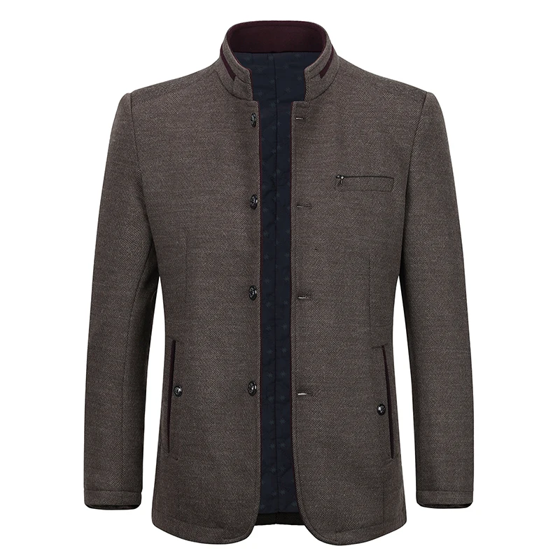 YOUTHUP зимняя мужская Шерстяное пальто однобортный Slim Fit Мода Мужская Уличная
