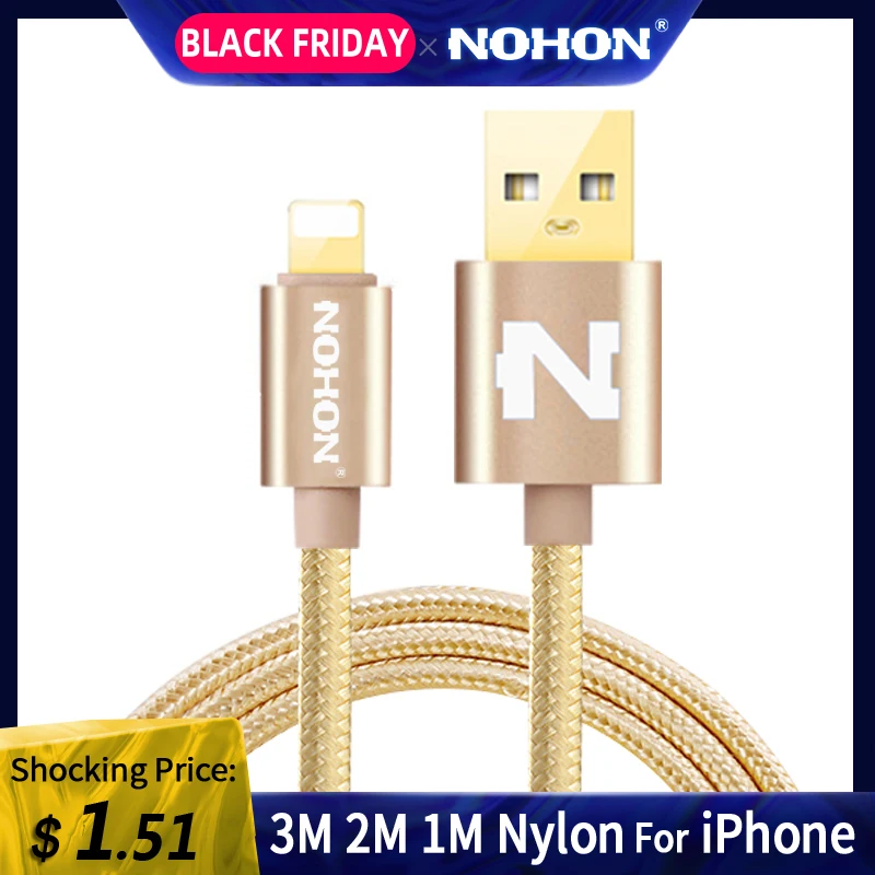 NOHON 3 м 2 м 1 м 8pin USB кабель для быстрой зарядки для iPhone 8X7 6 6S Plus iOS 10 9 8 iPad Мобильный телефон USB кабели
