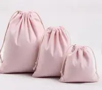 Pink Canvas Drawstring Bags Cotton Storage Bags Laundry Favor Holder Fashion Jewelry Pouches Gift Bags Wholesale
