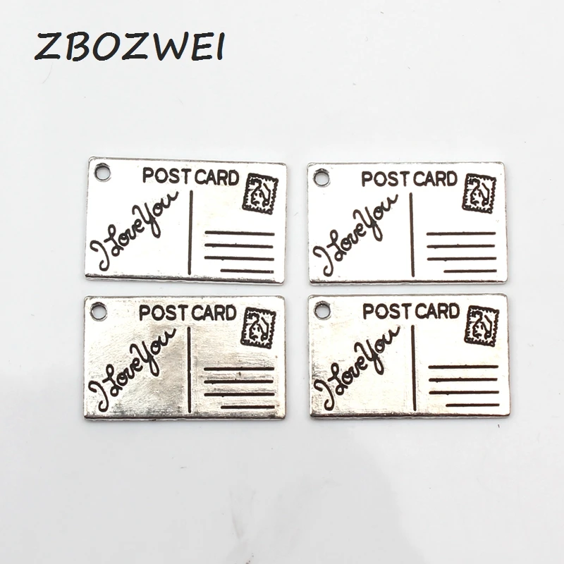 

4pcs Charms postcard I love you 16*26mm Antique Tibetan Silver Pendant Accessories DIY Vintage bracelet Necklace Handmade