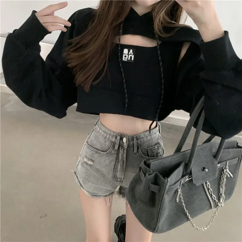 Женские толстовки с имитацией двух предметов Модные свободные шикарные свитшоты