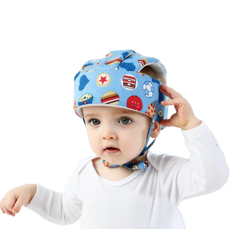

Boys Girls Winter Baby Hat Cotton Mesh Safety Baby Protective Helmet Learn To Walk Soft Adjustable Anti-Collision Children's Cap
