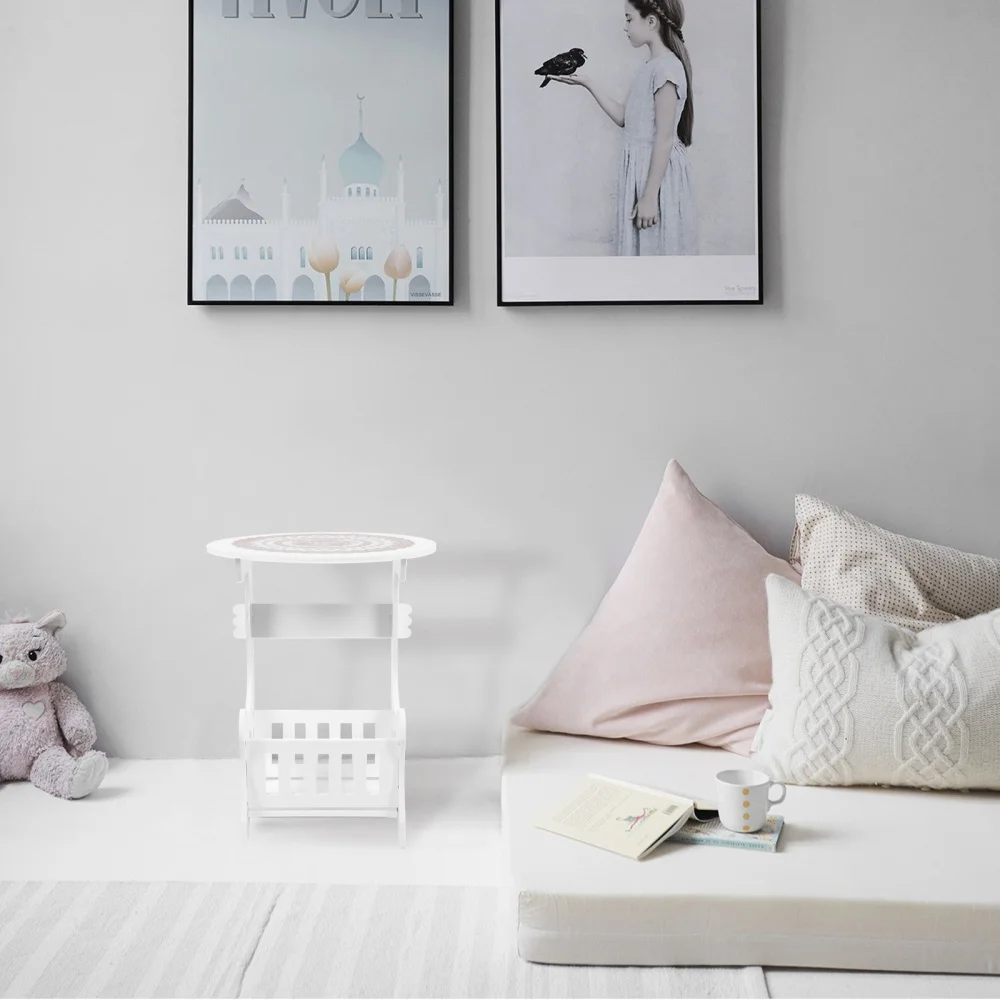 

Small Nightstand Round Coffee Table Bedside Table for Bedroom