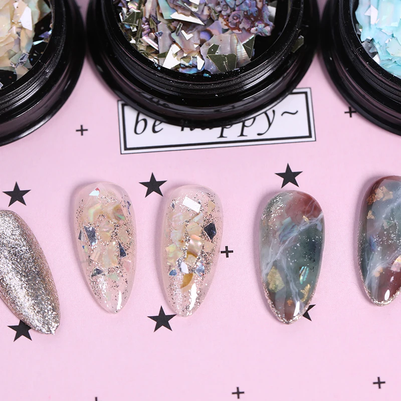 1 Box Irregular Nail Beads Sequins Pink Gold Shell Fragments Mixed Tinfoil Rhinestone Manicure 3D Nail Art Tips Decoration
