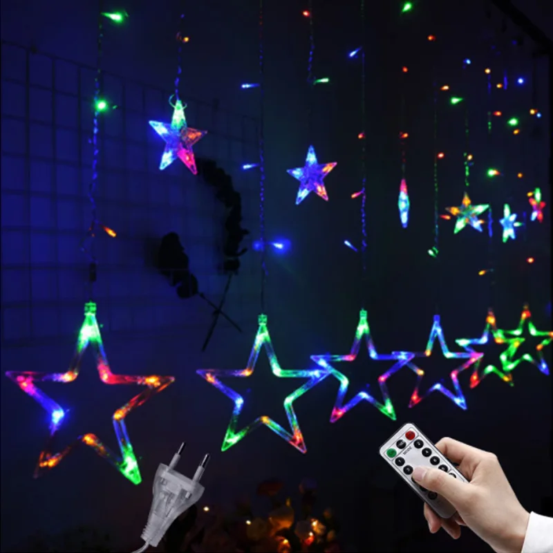 

Star String Lights LED Christmas Garland Fairy Curtain light 2.5M Outdoor Indoor For Bedroom Home Party Wedding Ramadan Decor