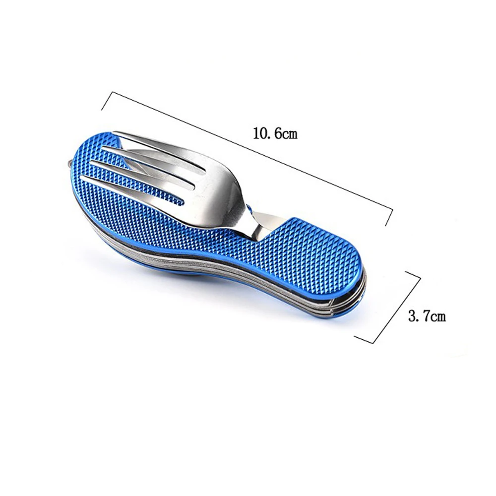 На открытом воздухе 3 в 1 Складная посуда Нержавеющая сталь Ложка Отдых на