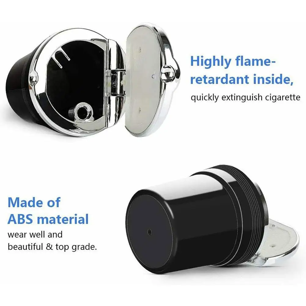 

Cars Portable Stainless Steel Ashtrays Led Flame Retardant Vehicular Ashtray Safe Fashionable Practical Durable Auto Supplies
