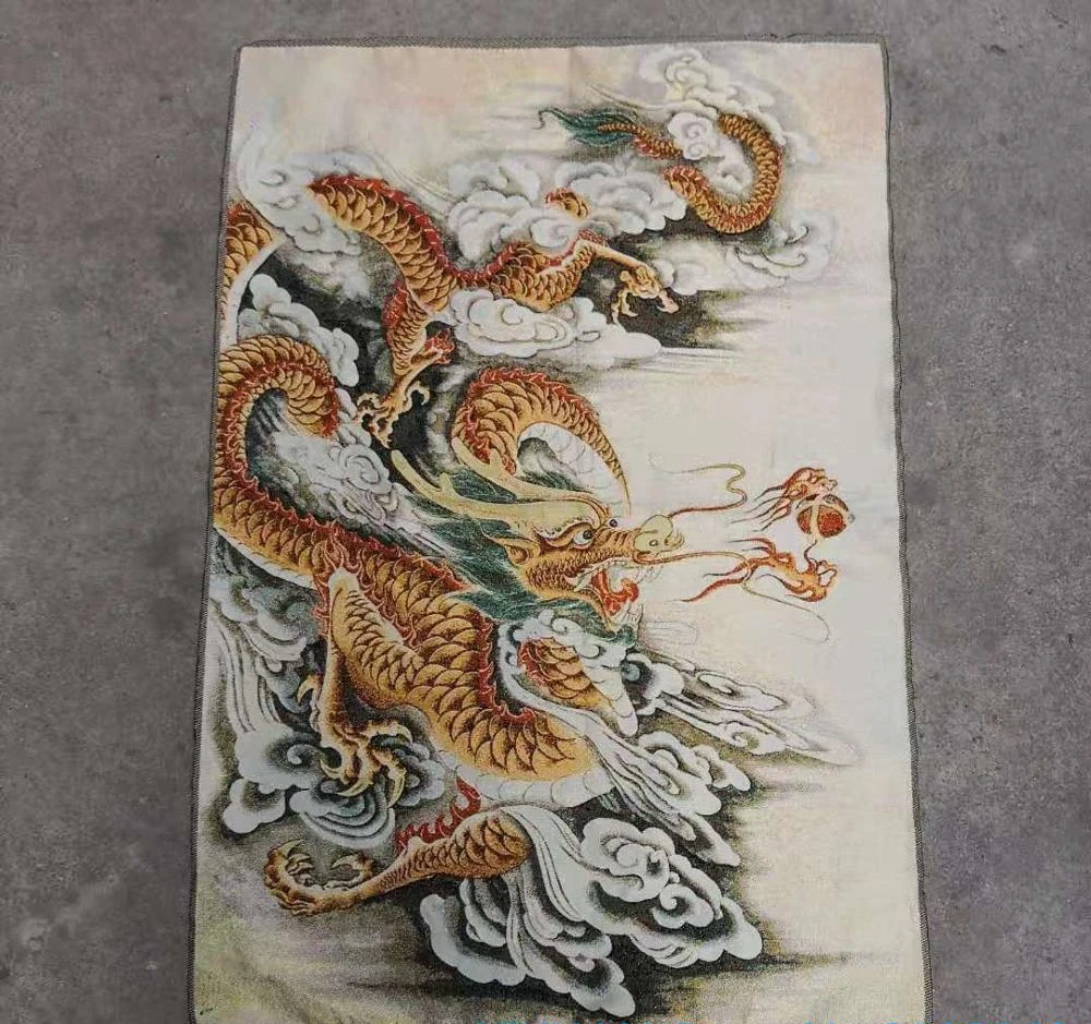 

Китайская шелковая парчовая картина с драконом Thangka, тканевая Золотая шелковая ткань, вышивка, шелковая вышивка и антикварные поделки