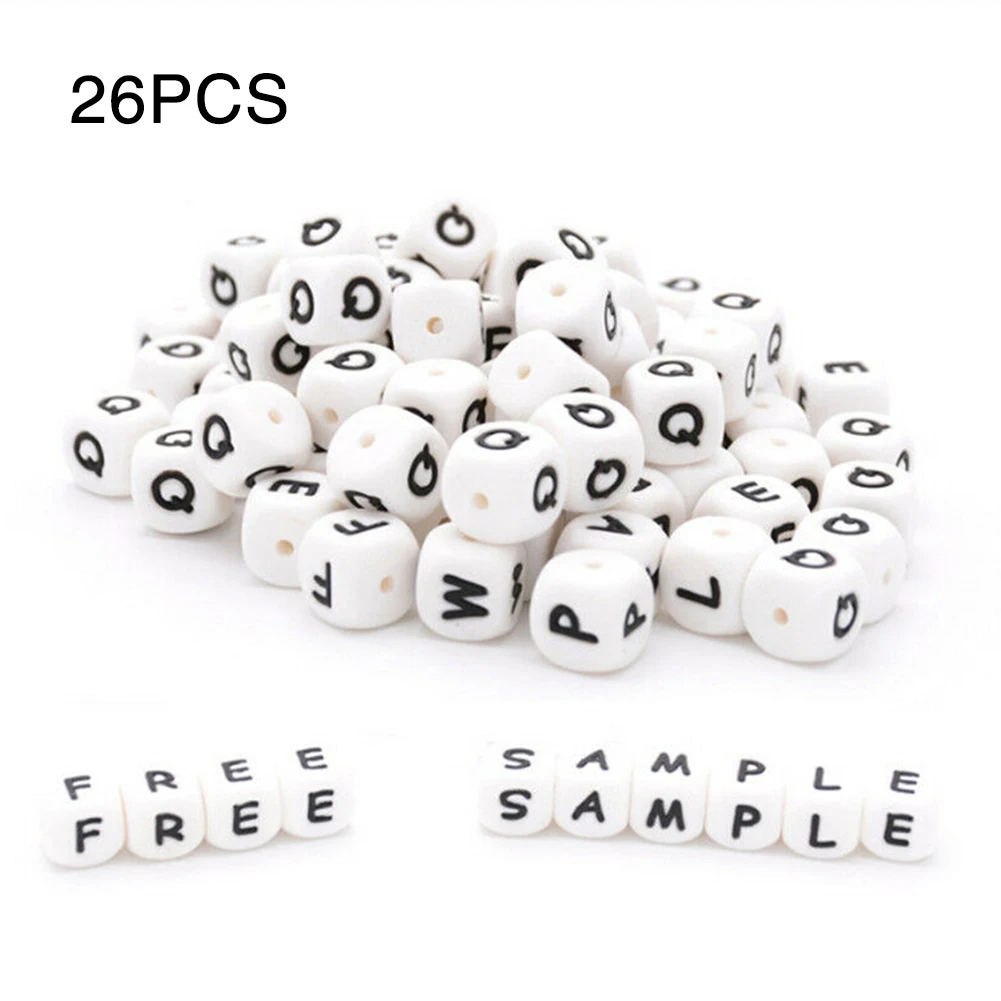 

26 Pcs Letter Gifts Letter Shower Baby Teethers Cute Chewable Toys English Alphabet Chain Molar Silicone Necklace Teething Beads