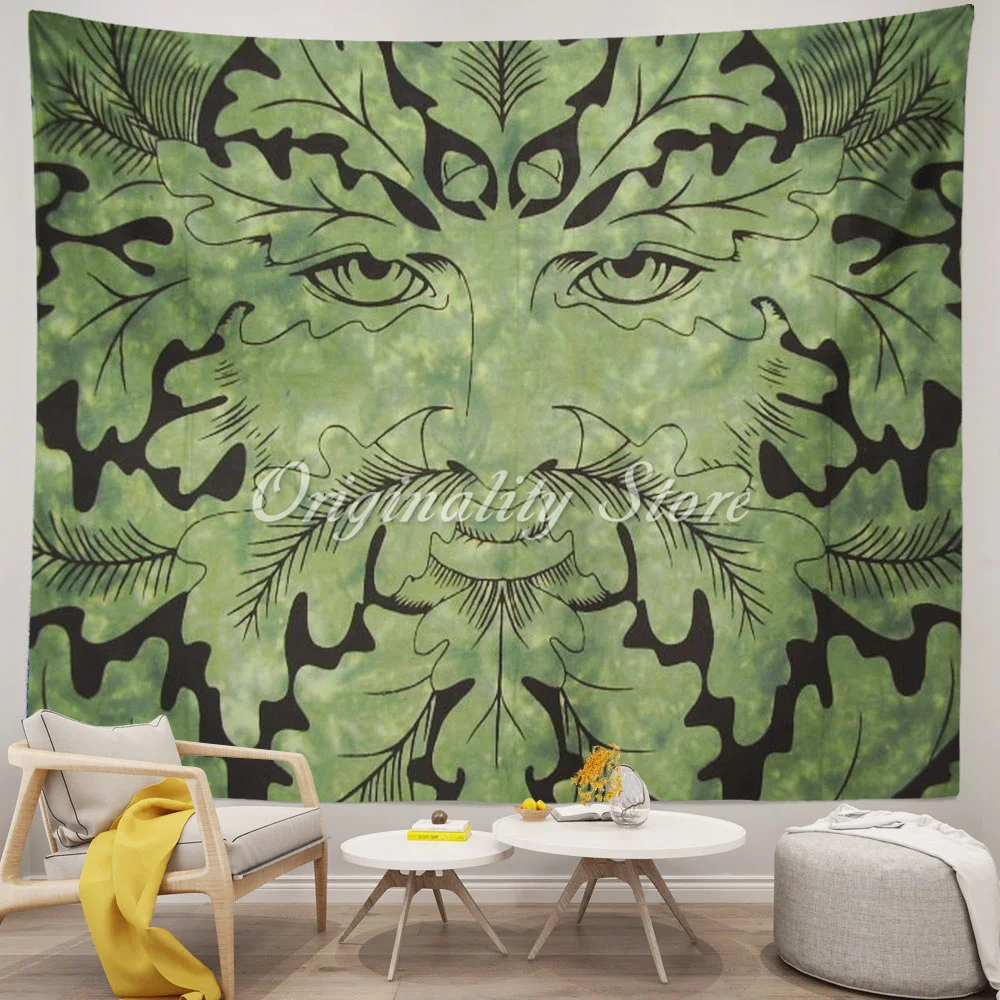 

Greenman Full Green Tapestry Wall Hanging